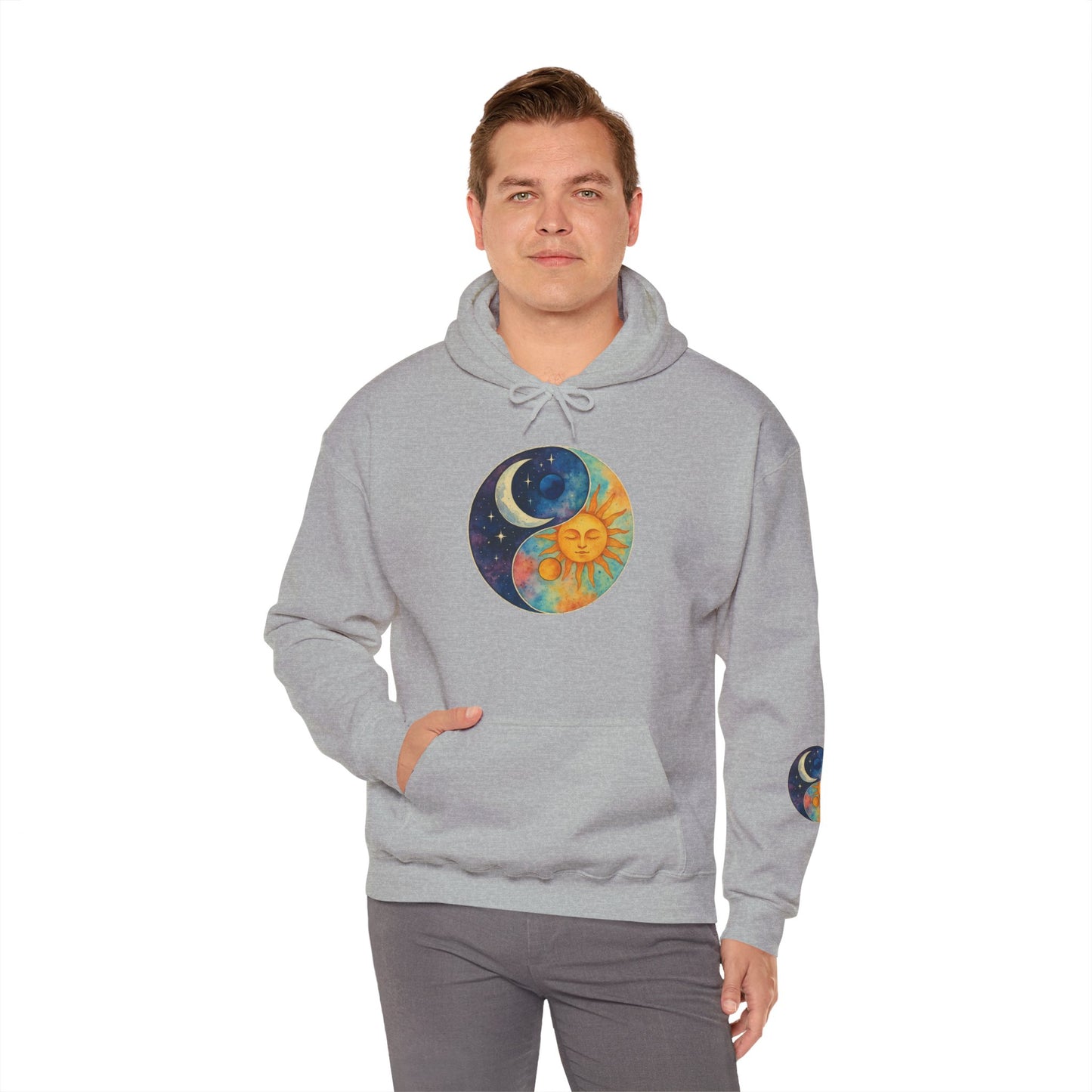 Sun and Moon Yin Yang Hoodie — Celestial Sun & Moon Graphic Sweatshirt