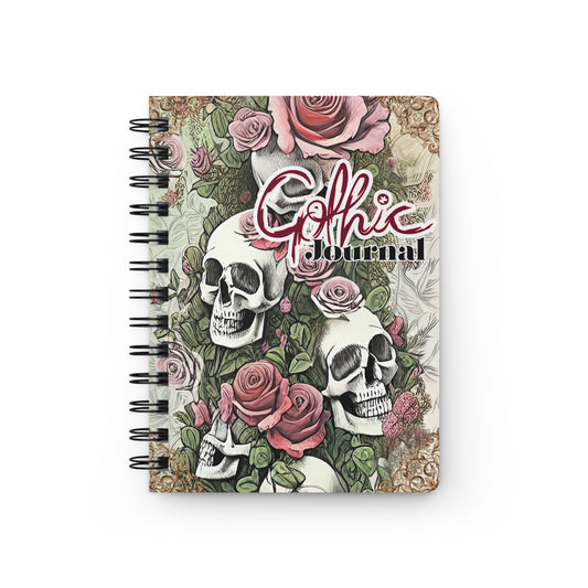 Gothic Spiral Bound Journal with Skull and Rose Design