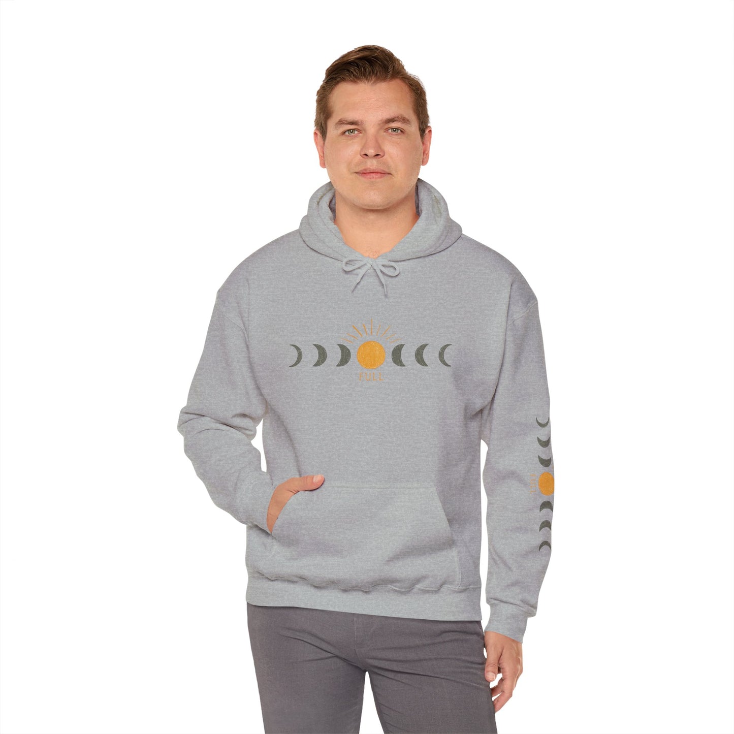 Moon Phase Sun Hoodie — Celestial Phases Graphic Pullover
