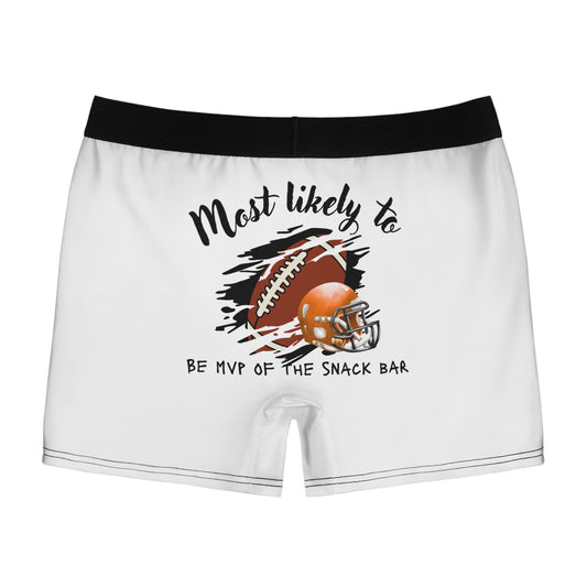 Football-Themed Men's Boxer Briefs - Most Likely to Be MVP of the Snack Bar - Men's Sports Boxer