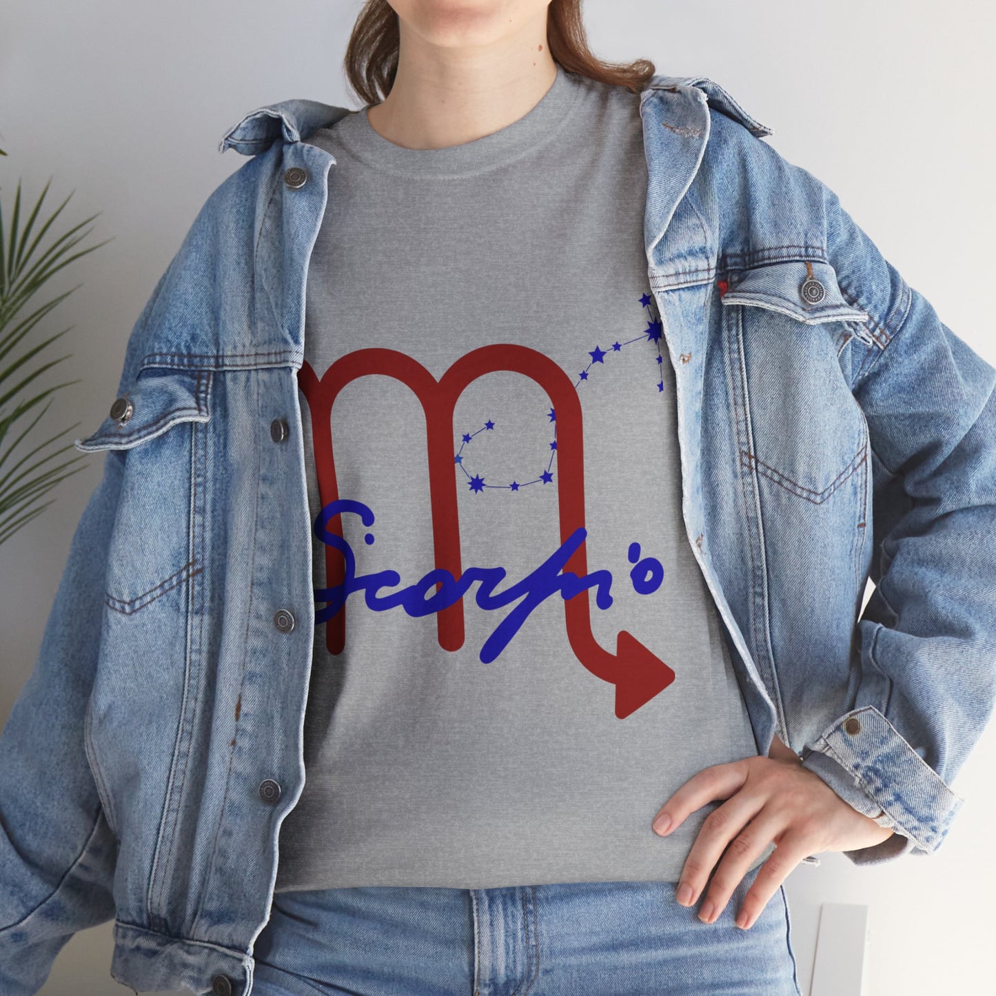 Scorpio Zodiac T-Shirt — Red Glyph & Script Astrology Tee