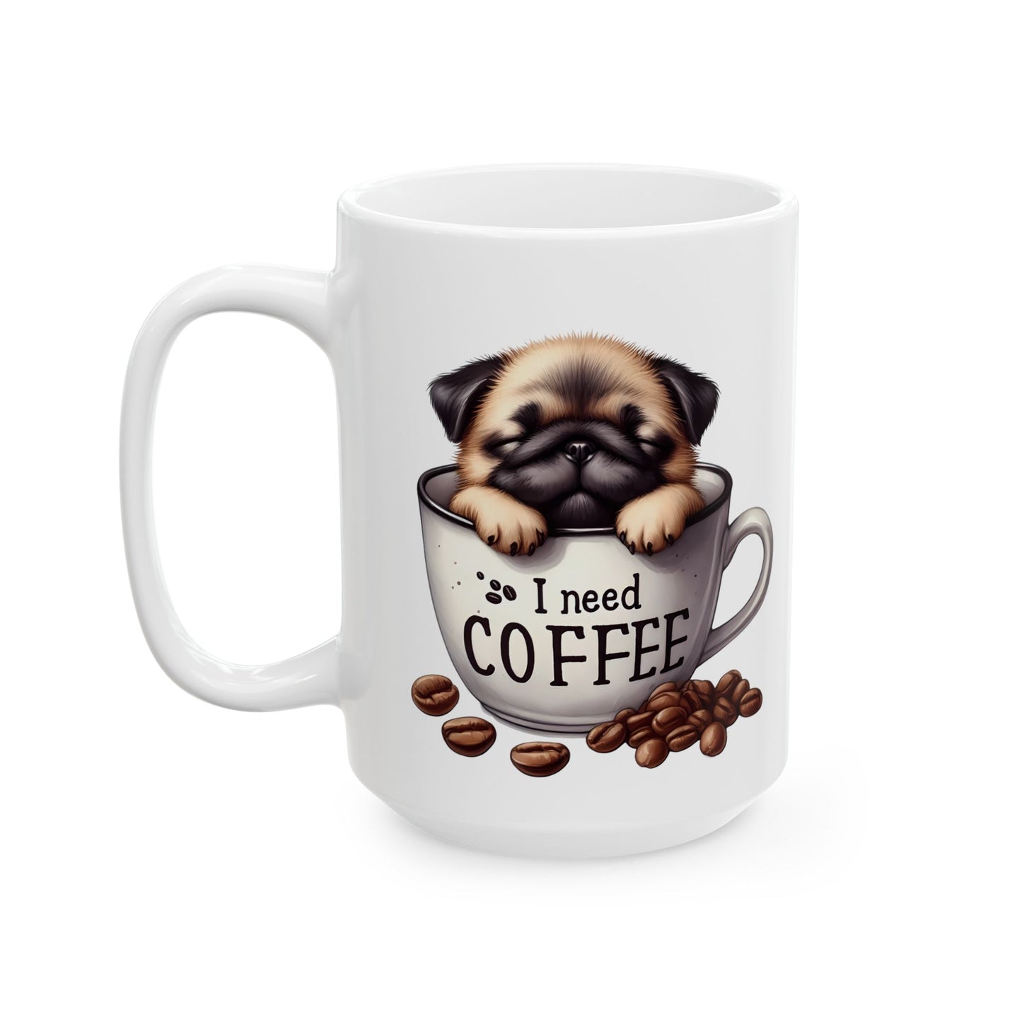 Personalized Pug Coffee Mug – Cute Dog in Coffee Cup Ceramic Mug (11oz & 15oz)