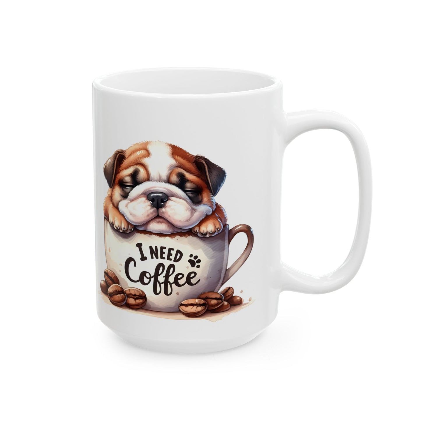 Personalized Bulldog Coffee Mug — Cute Puppy in Coffee Cup Ceramic Mug (11oz & 15oz)