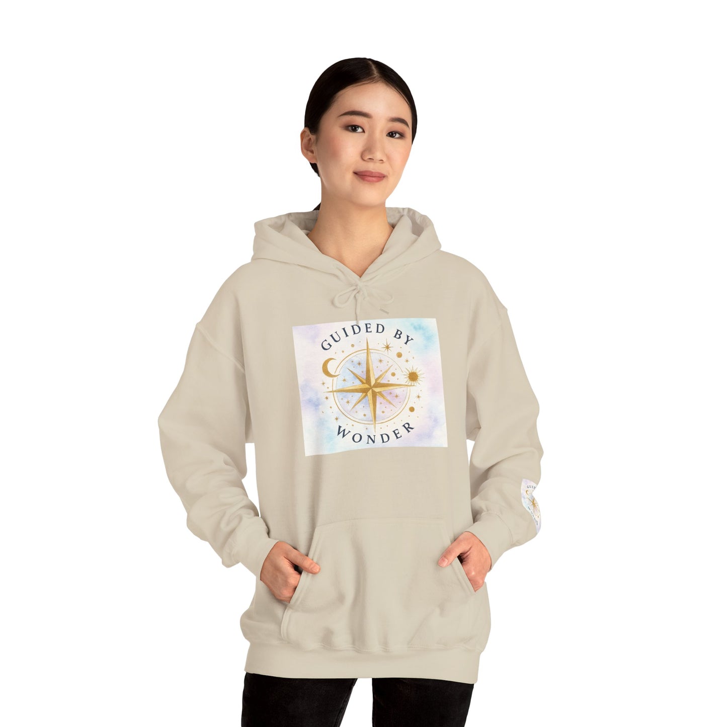 Guided by Wonder Hoodie — Compass Star Graphic Spiritual Hooded Sweatshirt
