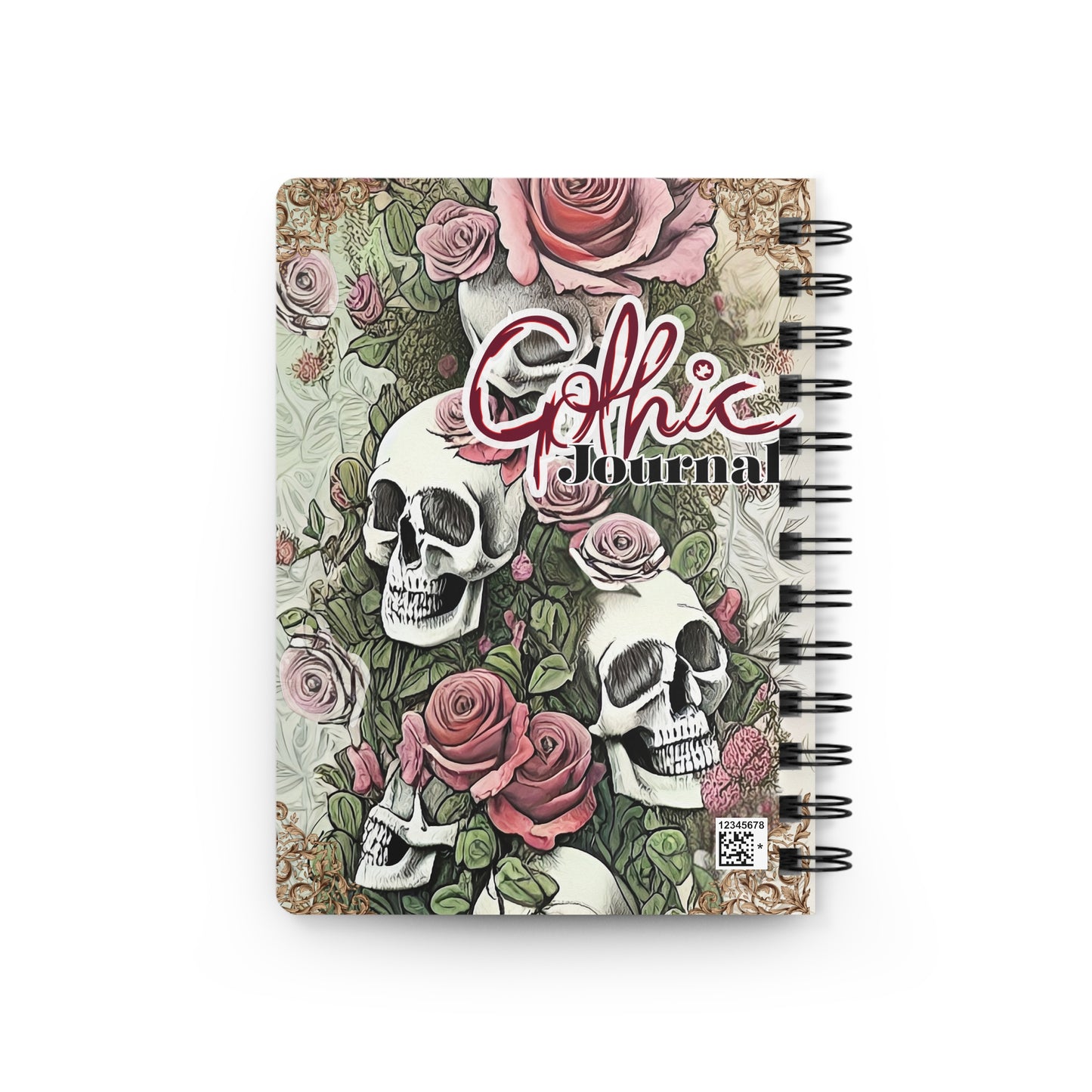 Gothic Spiral Bound Journal with Skull and Rose Design