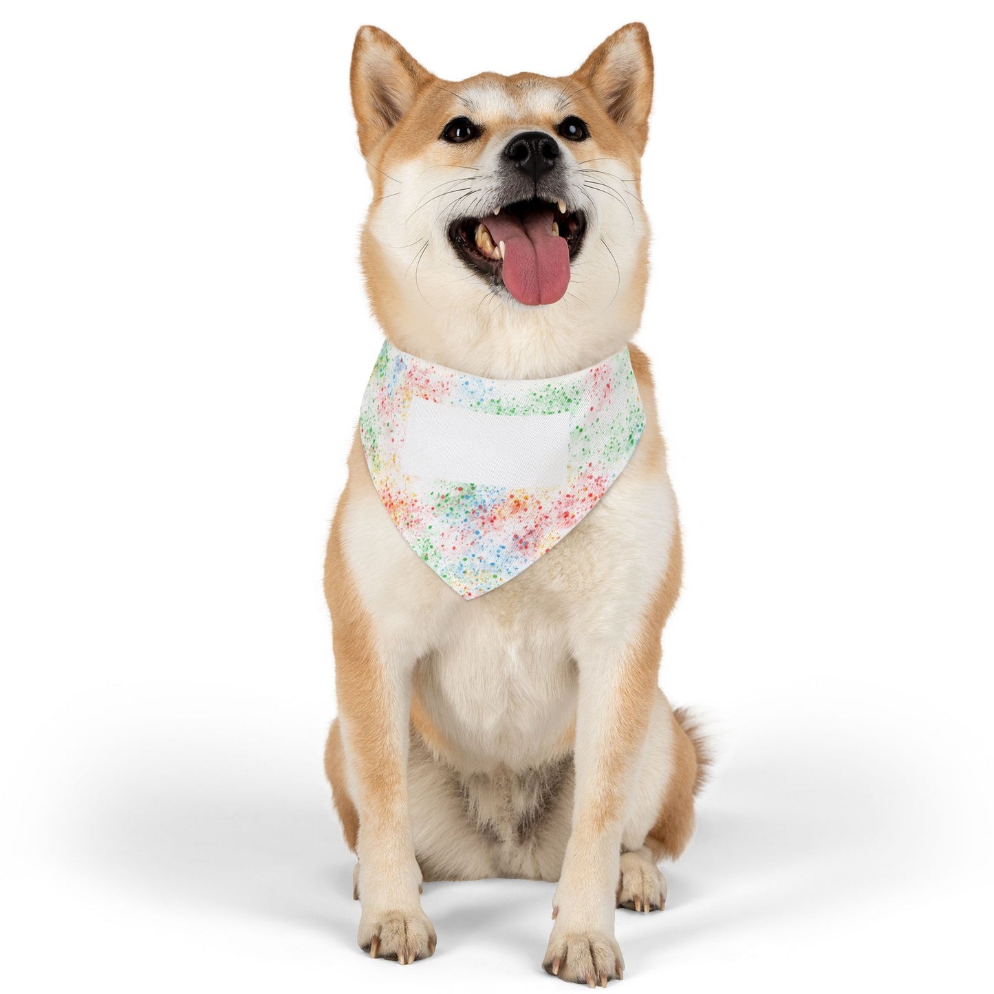 Personalized Watercolor Confetti Pet Bandana Collar — Colorful Dog & Cat Accessory