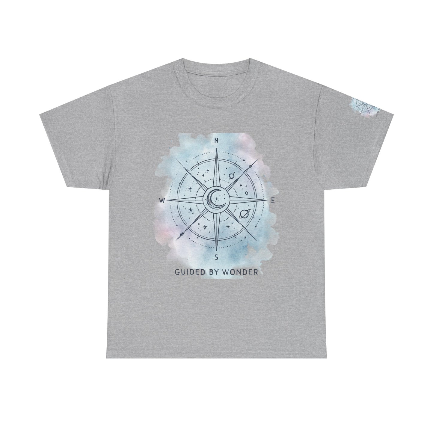 Compass Moon Tee — "Guided by Wonder" Cotton T‑Shirt