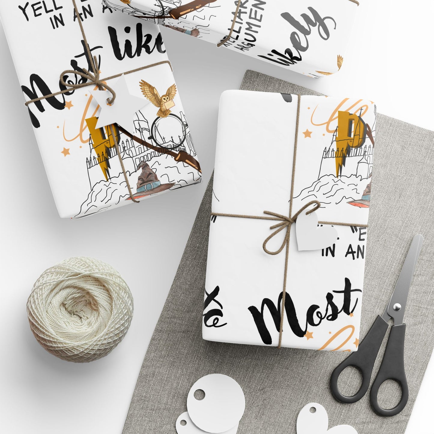 Most Likely To Wrapping Paper, Fun Gift Wrap for Friends, Potter Inspired, Movie Lover Wrapping Paper, Enchanted Wrapping Paper, Creative Party Supplies, Birthday Wrapping, Unique Celebration Paper