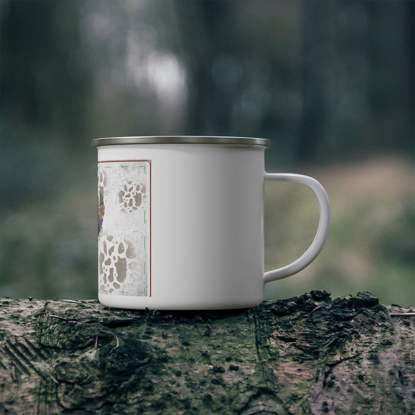 Camping Enamel Mug with Floral Skull Design