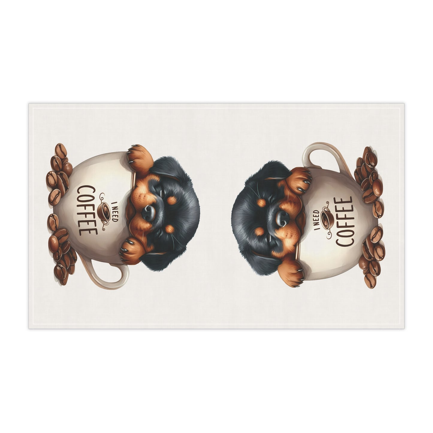 Cute Puppy Coffee Tea Towels, Rottweiler Tea Towel