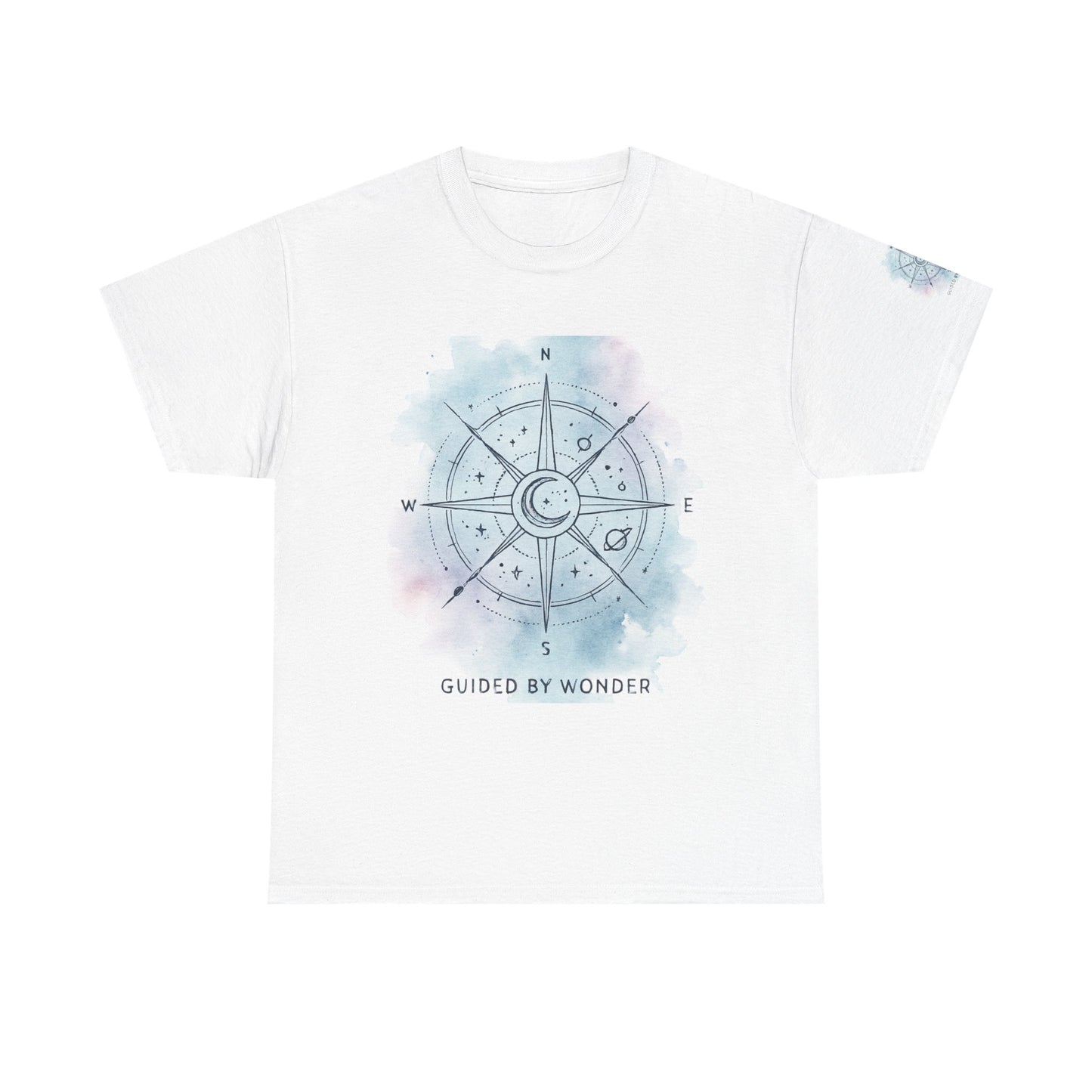 Compass Moon Tee — "Guided by Wonder" Cotton T‑Shirt