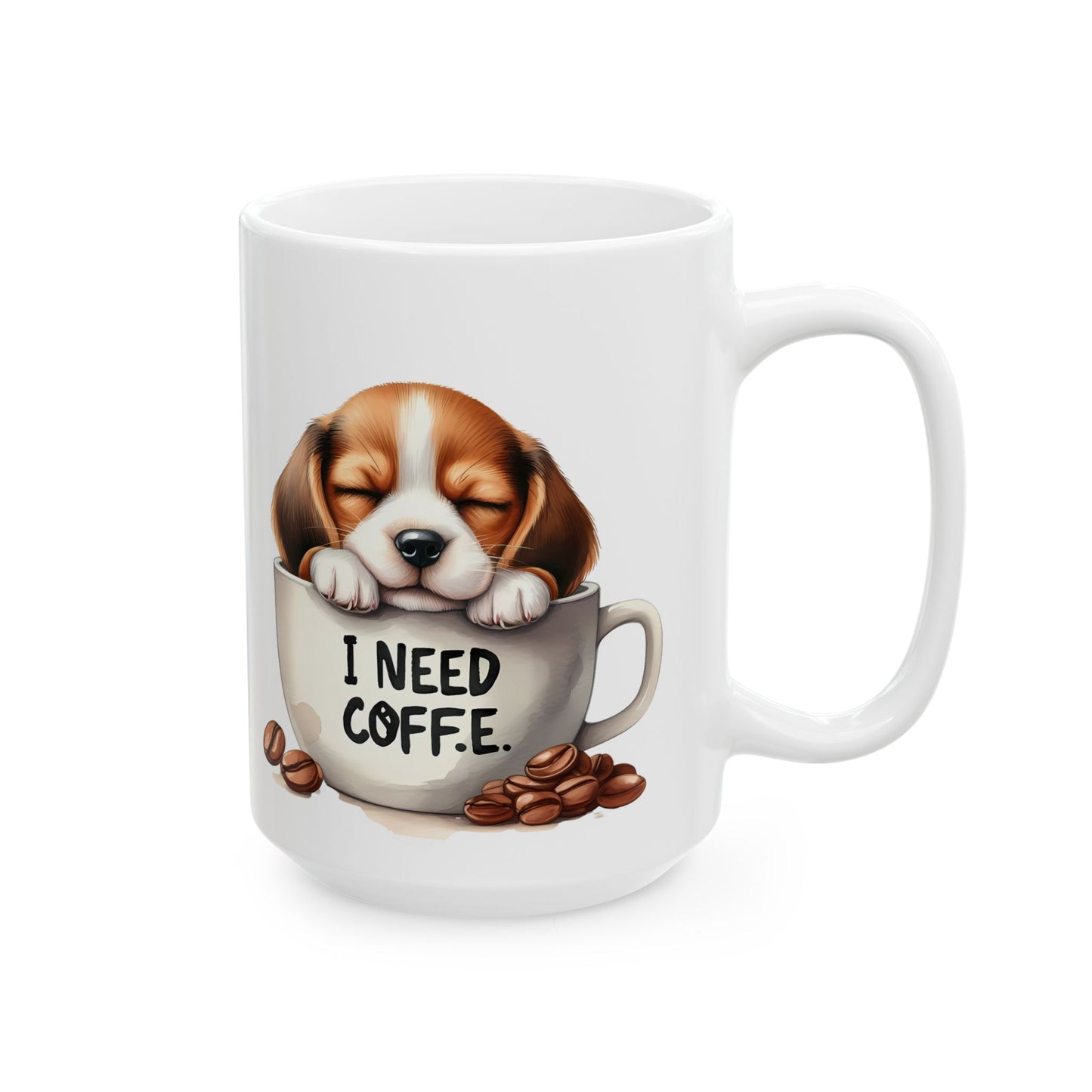 Beagle Coffee Mug — Cute Dog in Coffee Cup Ceramic Mug (11oz, 15oz)