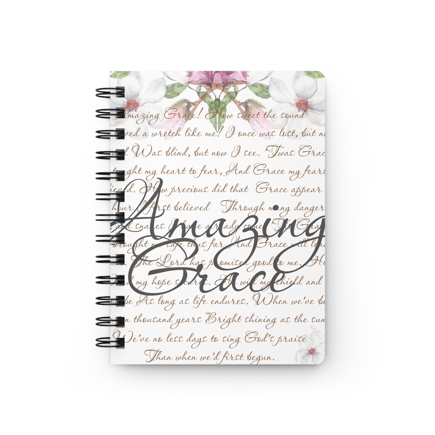 Inspirational Floral Spiral Bound Journal - "Amazing Grace" Design