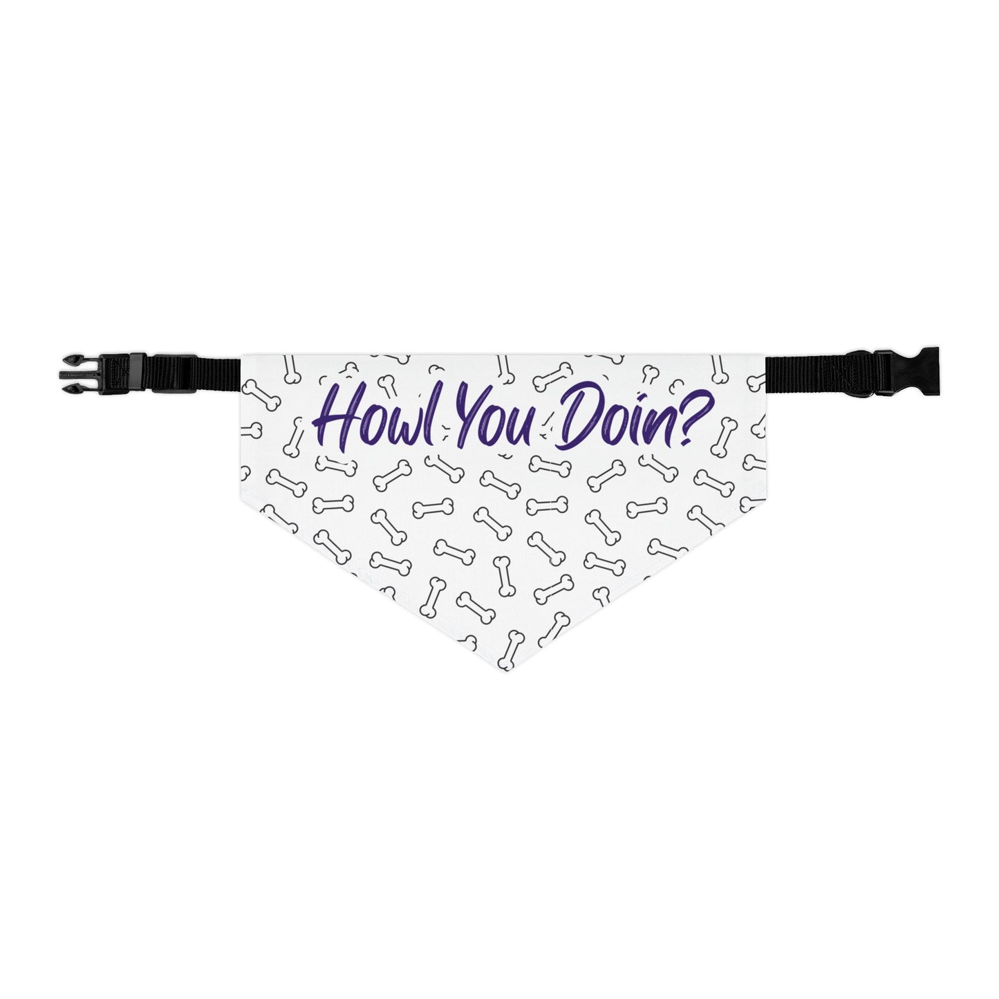 Howl You Doin? Dog Bandana Collar — Cute Bone Pattern Pet Accessory