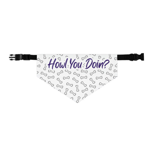 Howl You Doin? Dog Bandana Collar — Cute Bone Pattern Pet Accessory