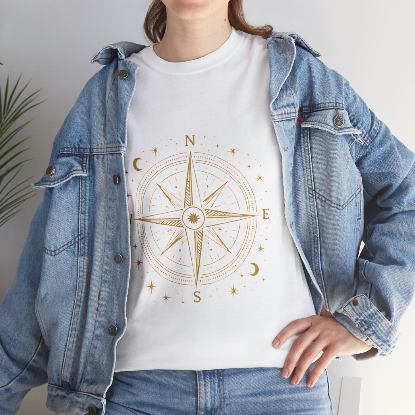 Compass Rose Tee — Minimal Gold Nautical Compass T-Shirt