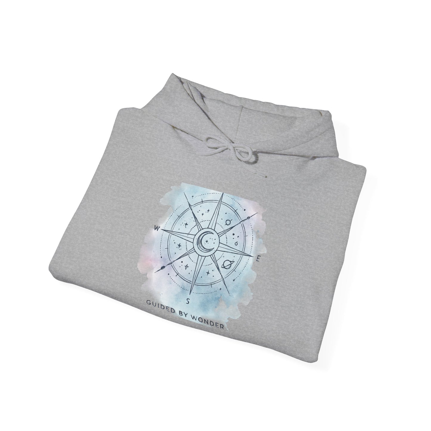 Compass Rose Watercolor Hoodie — ‘Lost by the Waves’ Nautical Travel Pullover