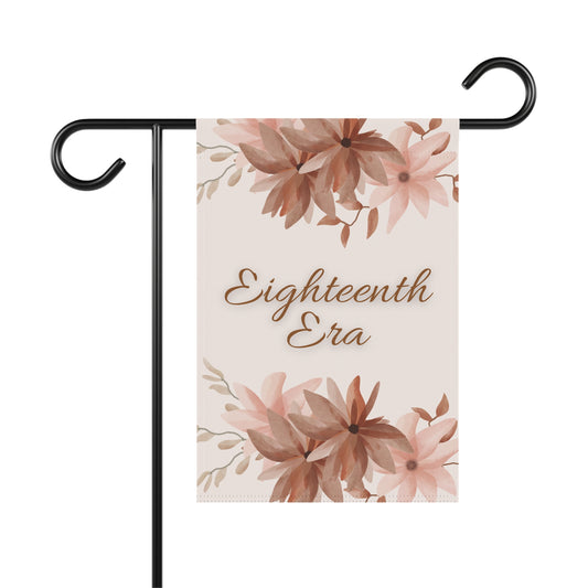 Elegant Floral Garden Banner for Eighteenth Era Celebrations, Eighteenth Birthday Flag, Eighteenth Era Birthday