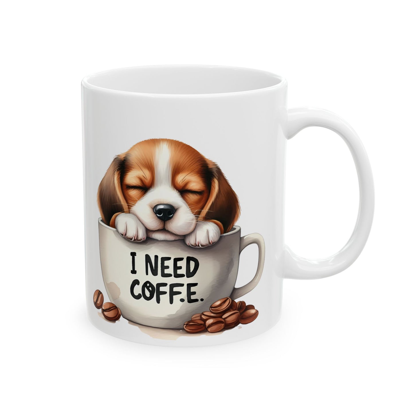 Beagle Coffee Mug — Cute Dog in Coffee Cup Ceramic Mug (11oz, 15oz)