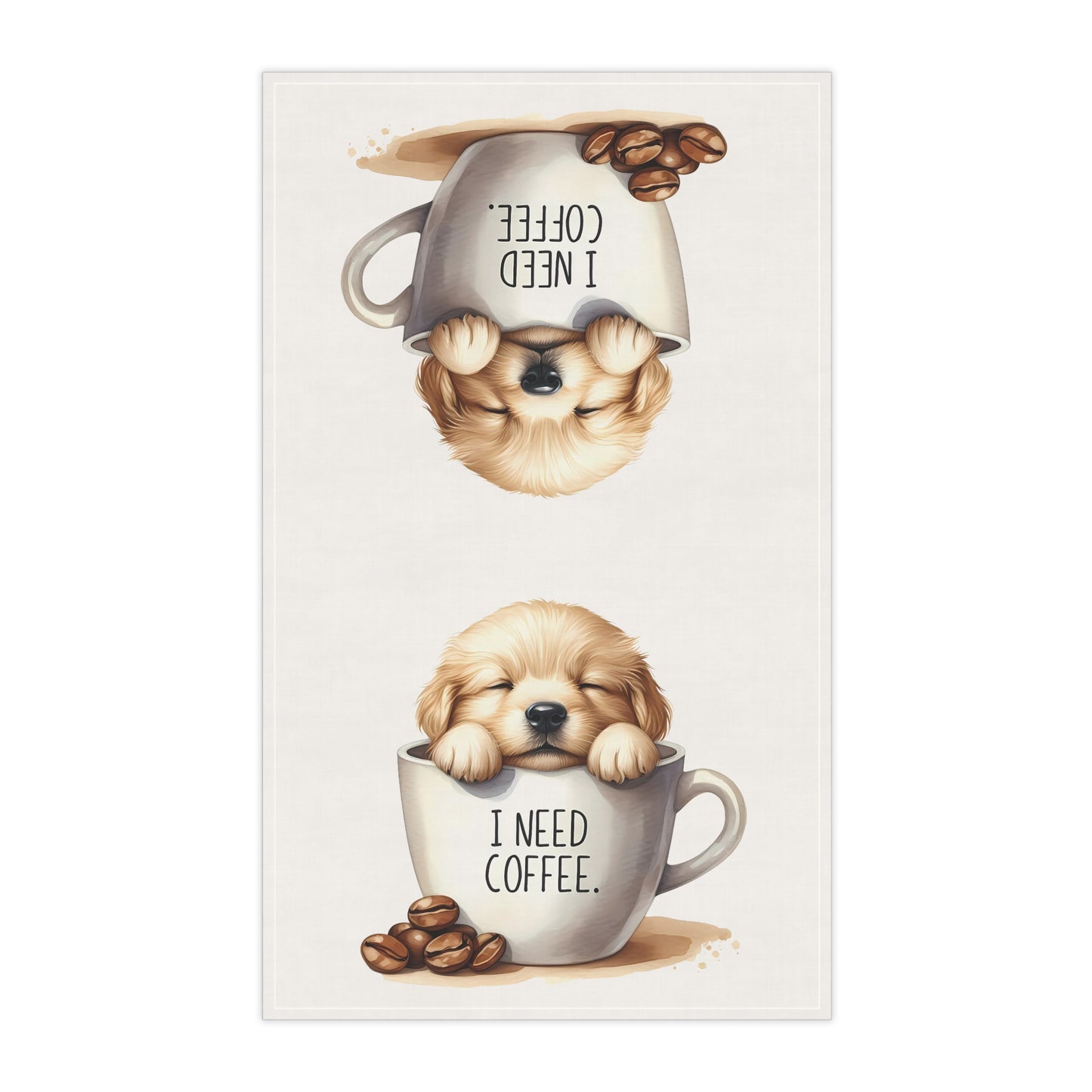 Coffee-Lover's Puppy Tea Towels - Cute and Quirky Kitchen Decor, Lab Puppy Towel