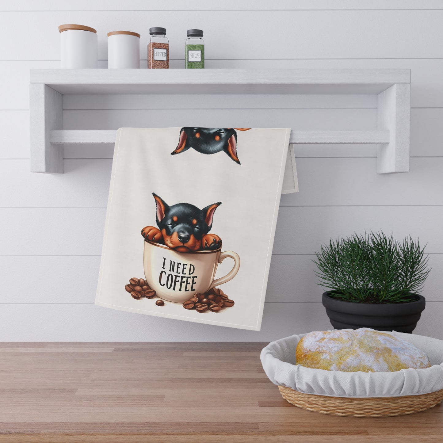 Cute Dog-Themed Tea Towels for Coffee Lovers, Doberman Tea Towel