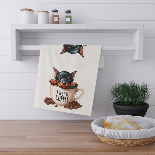 Cute Dog-Themed Tea Towels for Coffee Lovers, Doberman Tea Towel