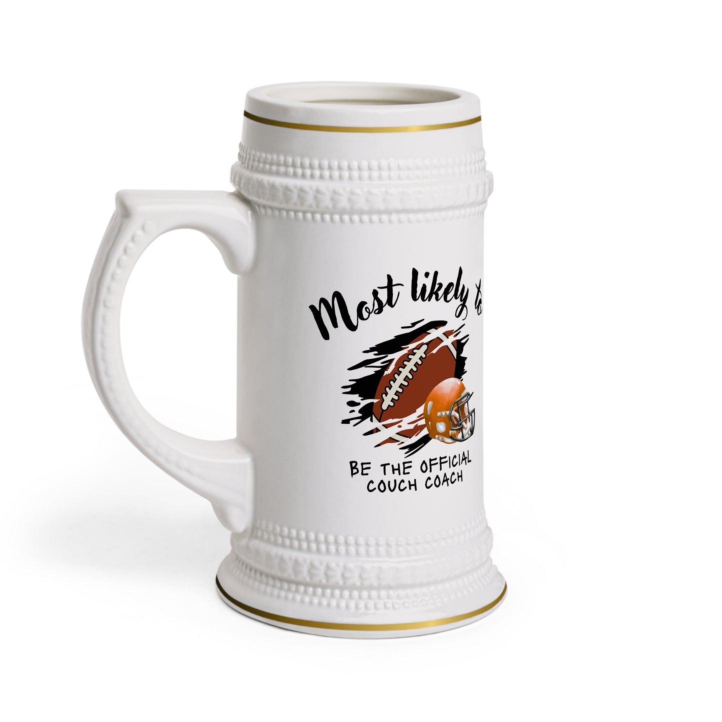 Official Couch Coach Beer Stein Mug - Perfect Gift for Game Day Cheers, Stein for football lover, Football Lover Gift