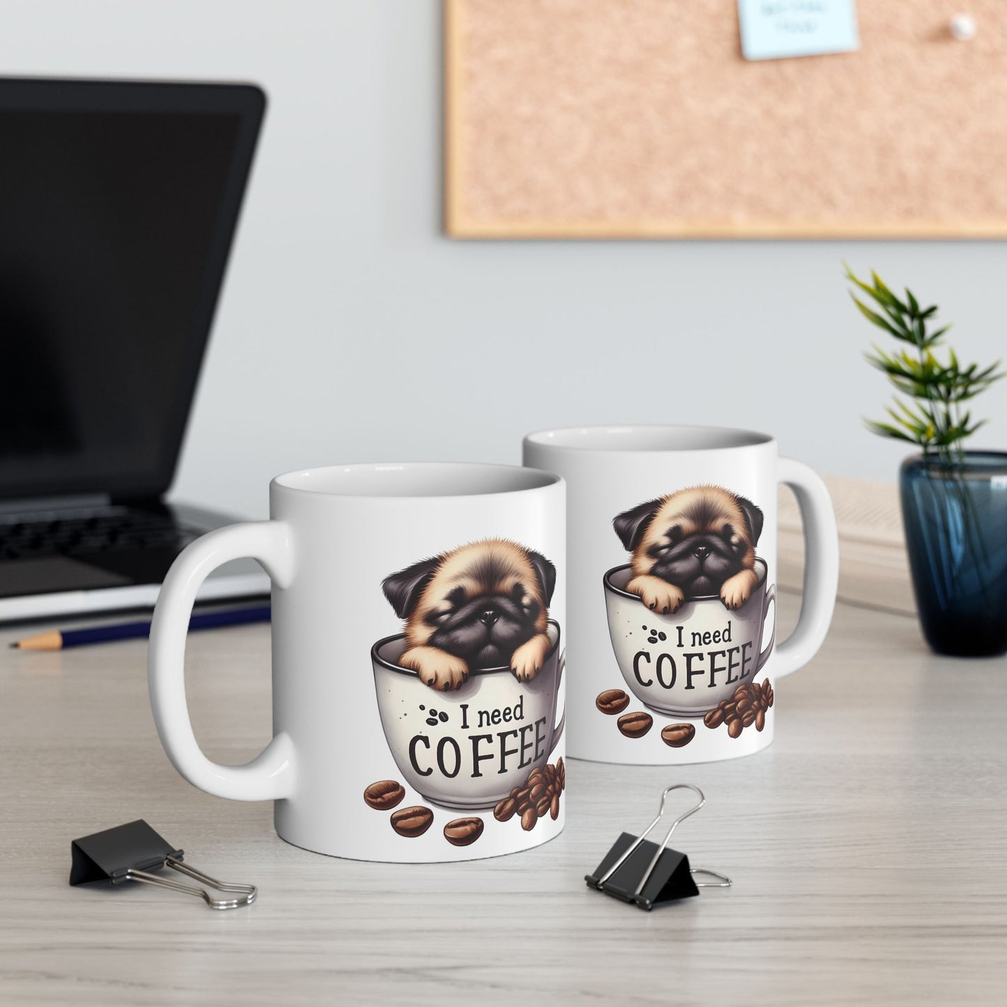 Personalized Pug Coffee Mug – Cute Dog in Coffee Cup Ceramic Mug (11oz & 15oz)