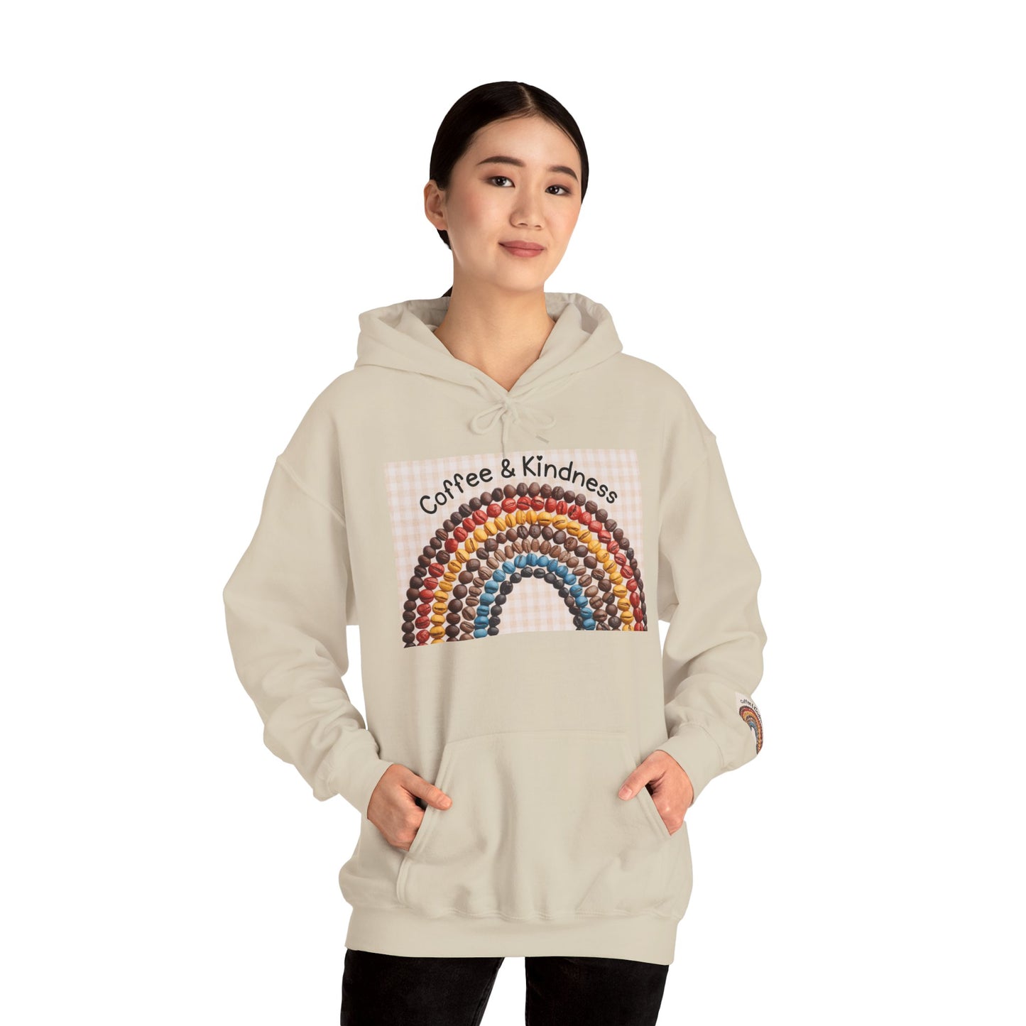 Coffee & Kindness Rainbow Hoodie — Cozy Retro Rainbow Coffee Cup Sweatshirt