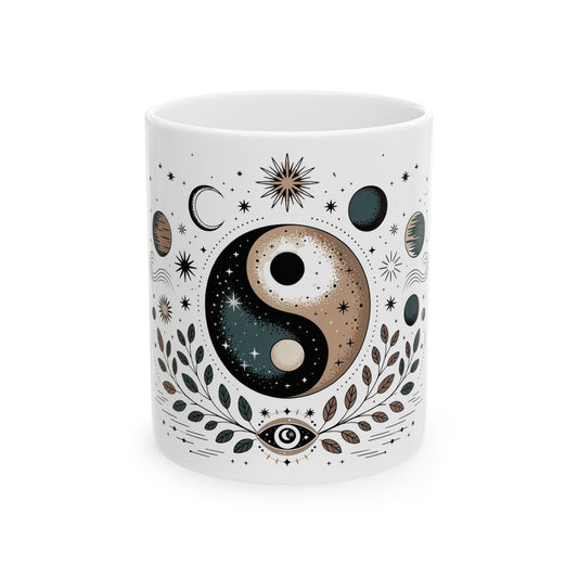 Mystic Yin Yang Ceramic Mug — Celestial Moon & Sun Astrology Coffee Cup (11oz/15oz)