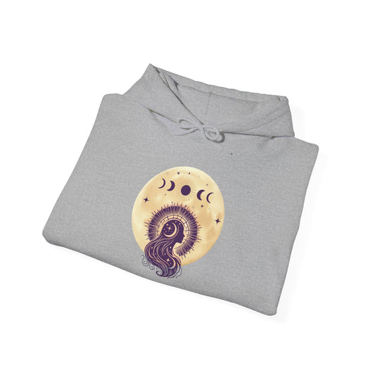 Moon Phases Mushroom Hoodie — Mystical Celestial Nature Graphic Hoodie