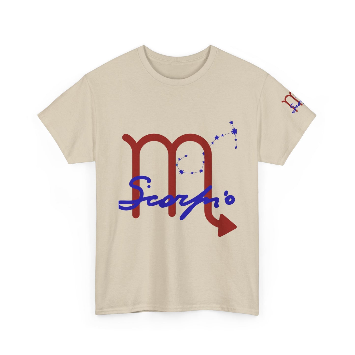 Scorpio Zodiac T-Shirt — Red Glyph & Script Astrology Tee