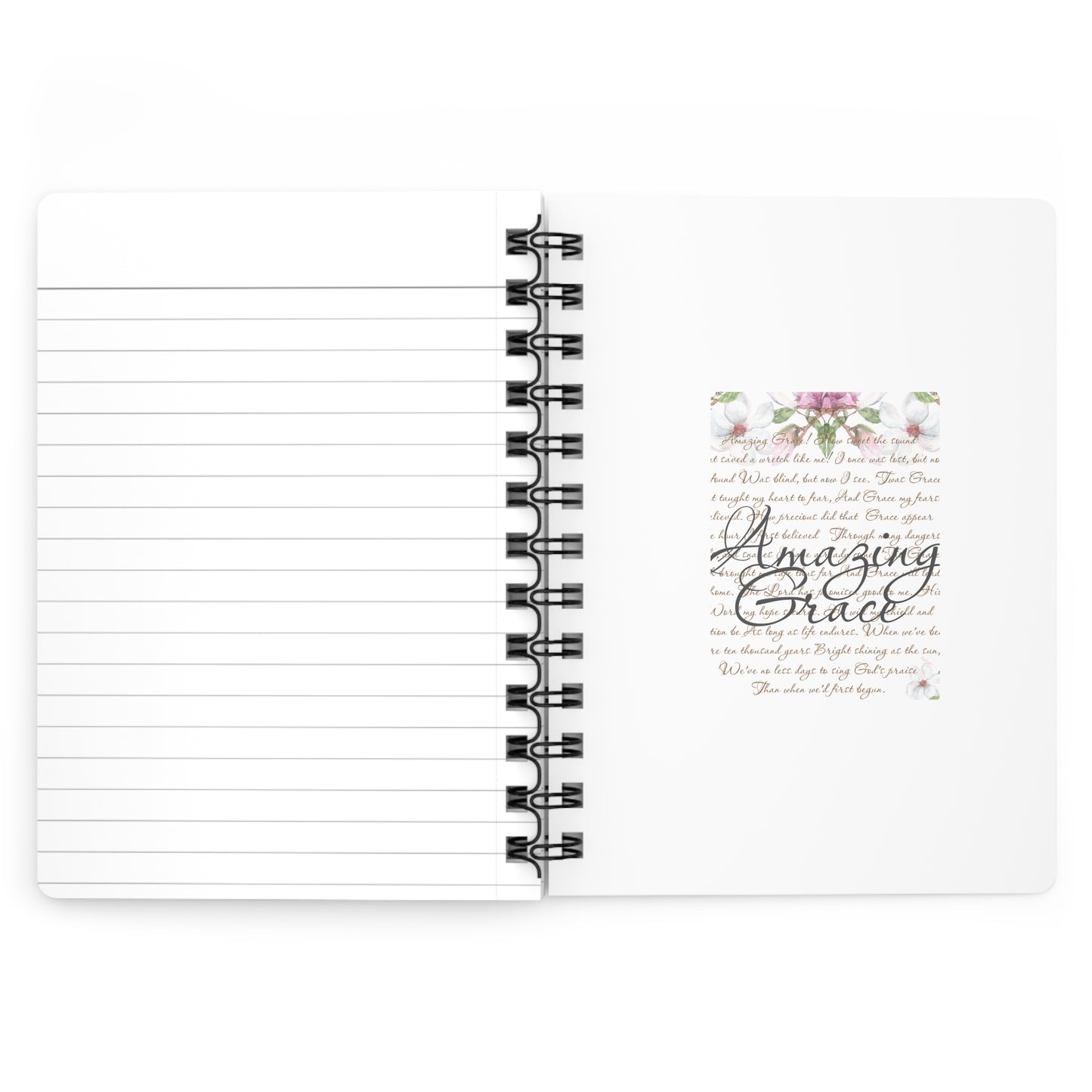 Inspirational Floral Spiral Bound Journal - "Amazing Grace" Design