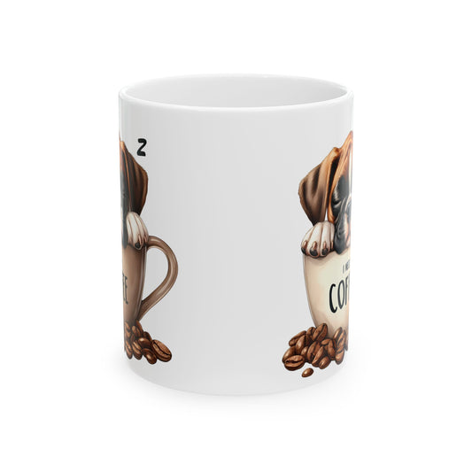 Personalized Boxer Dog Ceramic Mug — Cute Puppy in Cup Design (11oz & 15oz)
