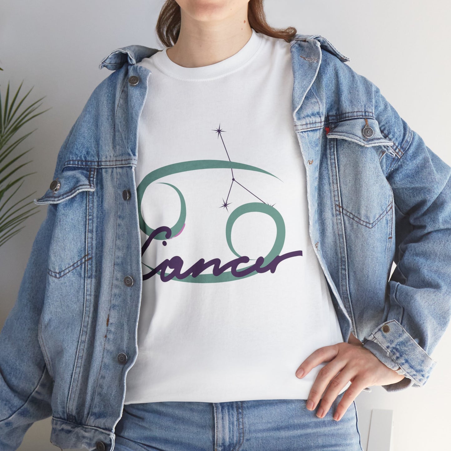 Cancer Zodiac T‑Shirt — Minimal Constellation & Script Design