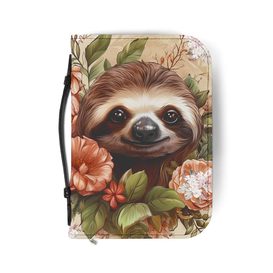 Sloth Bible Cover, Floral Sloth Bible Cover, Sloth and Blooms Bible Cover,