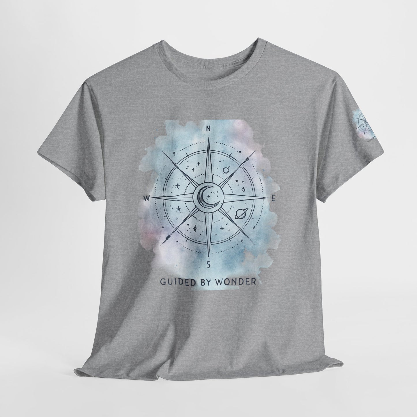 Compass Moon Tee — "Guided by Wonder" Cotton T‑Shirt