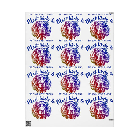 Spaniel Wrapping Paper, Colorful Best Friend Wrapping Paper, Unique Gift Wrap for Birthdays, Pet Lovers, Friends, Celebrations
