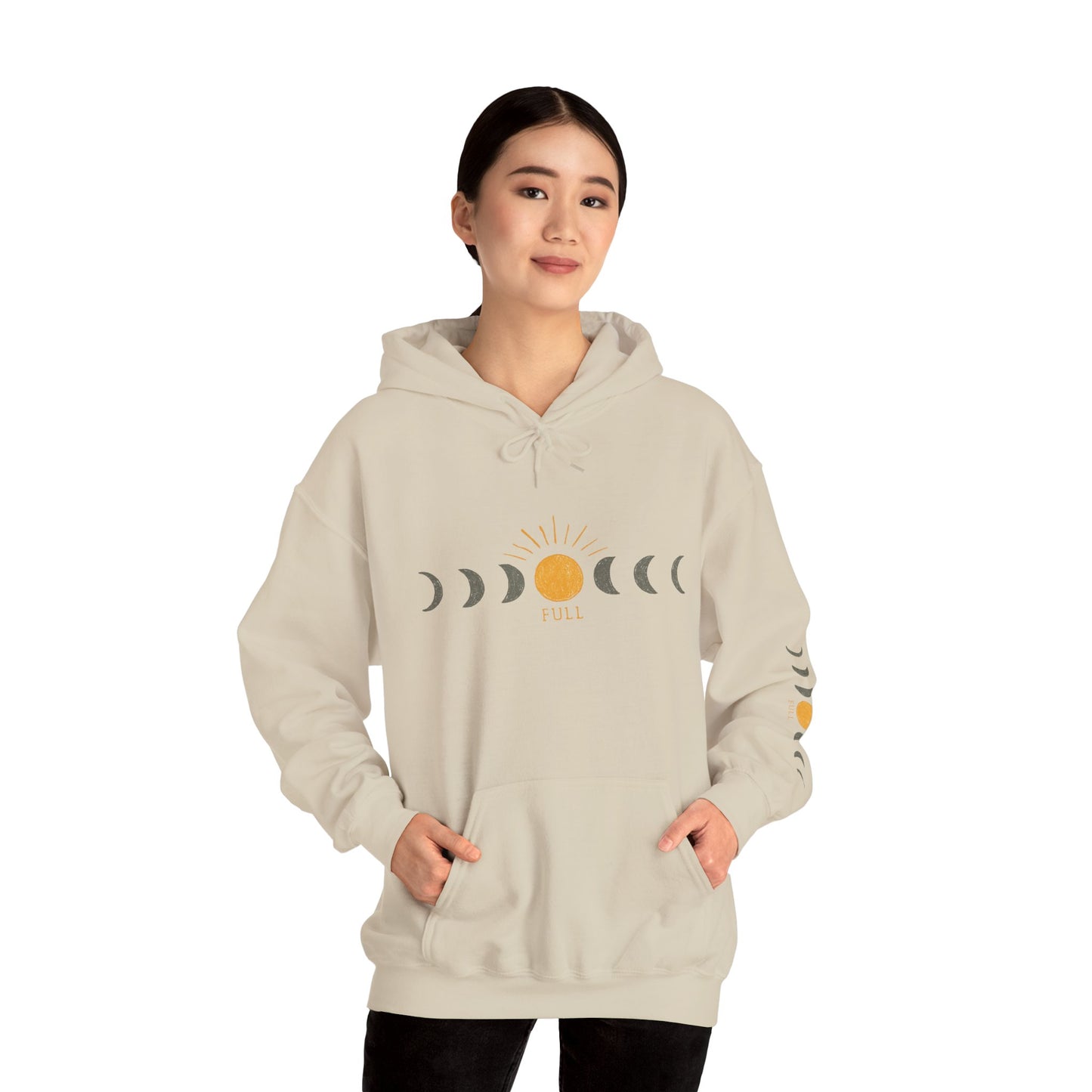 Moon Phase Sun Hoodie — Celestial Phases Graphic Pullover