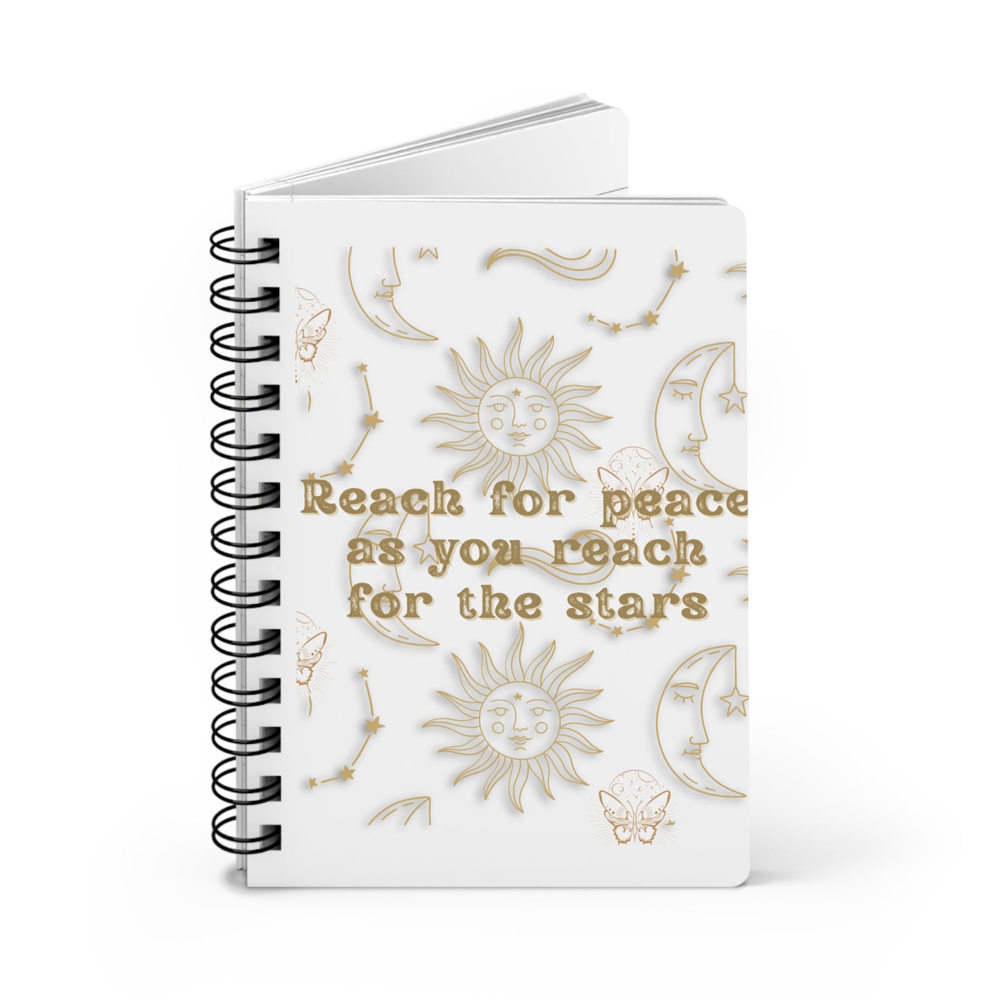 Personalize, Inspirational Spiral Bound Journal - "Reach for Peace as You Reach for the Stars"