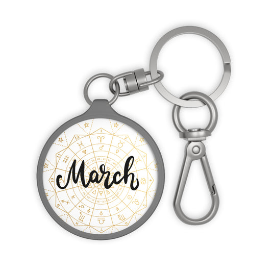 March Zodiac Keyring Tag, Astrology Keychain, Unique Birthday Gift, Horoscope Accessory, Personalized Keychain