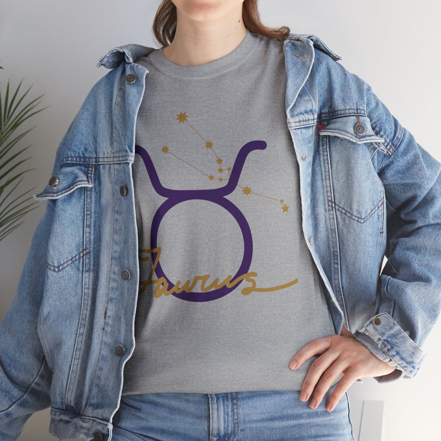 Taurus Zodiac T‑Shirt – Gold Script Constellation Tee