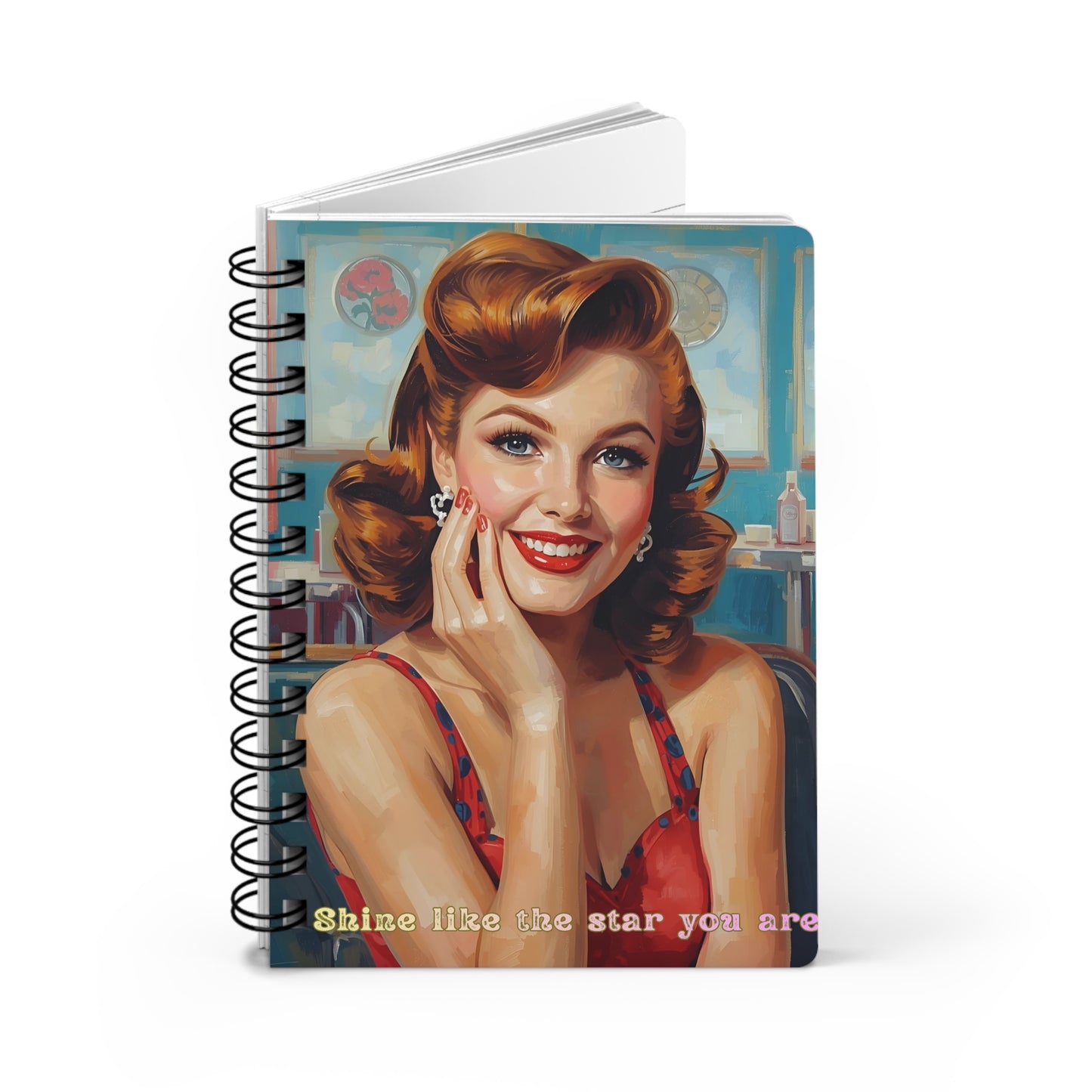 Spiral Bound Journal, pin up girl journal, 50's journal, 50's lady, 60's pin up girl