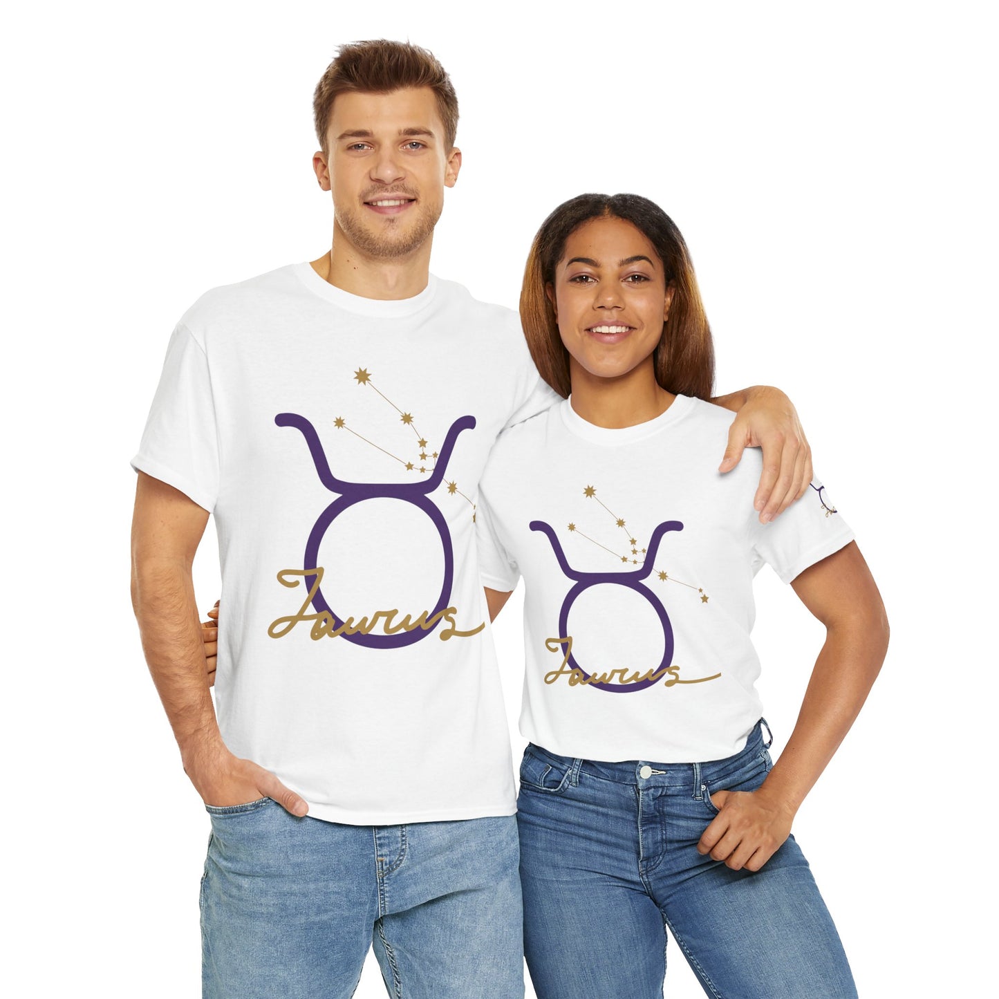 Taurus Zodiac T‑Shirt – Gold Script Constellation Tee