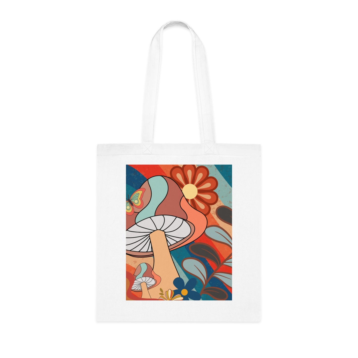 Boho Floral Mushroom Cotton Tote Bag for Eco-Friendly Style, Boho Tote Bag, Boho Birthday Gift