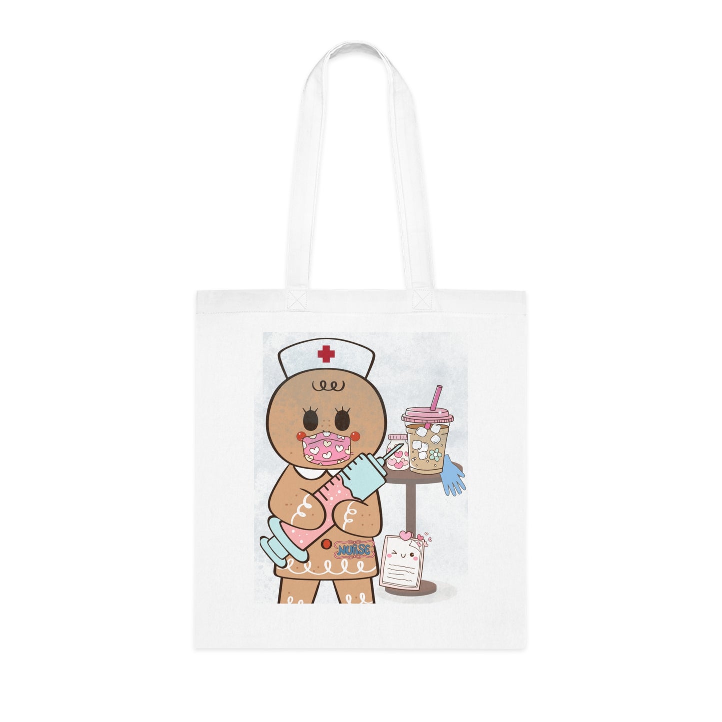 Cute Nurse Gingerbread Cotton Tote Bag, Nurse Tote Bag, Nurse Gift