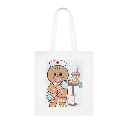 Cute Nurse Gingerbread Cotton Tote Bag, Nurse Tote Bag, Nurse Gift