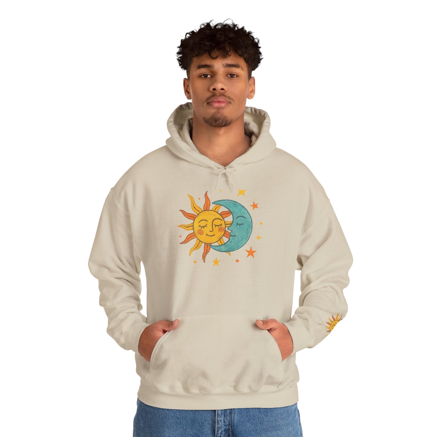 Sun and Moon Hoodie — Celestial Sun & Crescent Moon Graphic Sweatshirt