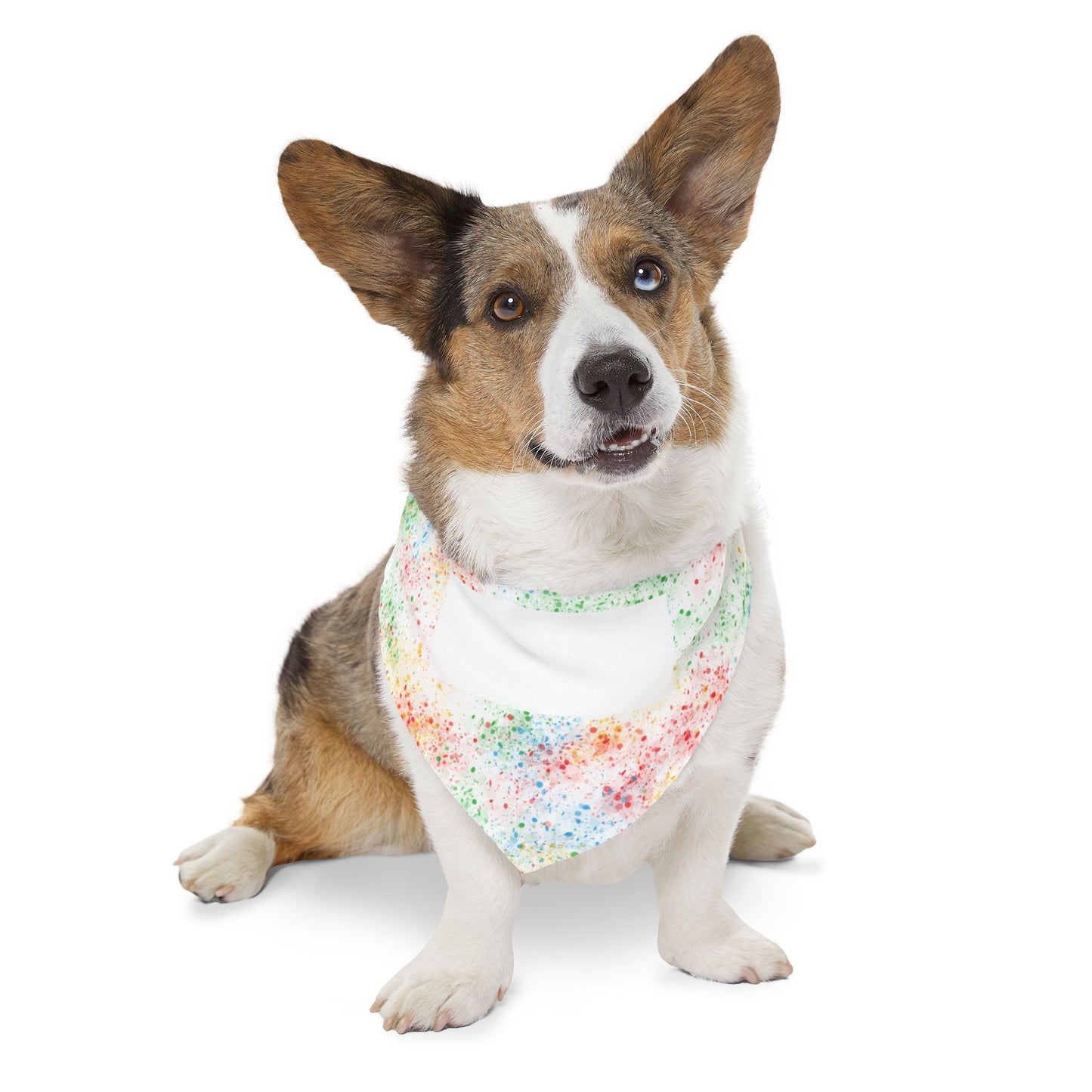 Personalized Watercolor Confetti Pet Bandana Collar — Colorful Dog & Cat Accessory