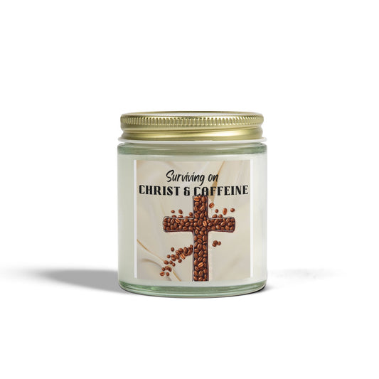 Scented Candles - Surviving on Christ & Caffeine, Christian Merch, Spiritual Relaxation, Christian Gifts, Home Decor, Cozy Ambiance, Faith-Inspired Candles